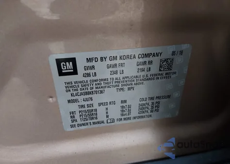 2019 Buick Encore Fwd Preferred z USA, uszkodzony, nr VIN KL4CJASB8KB701367